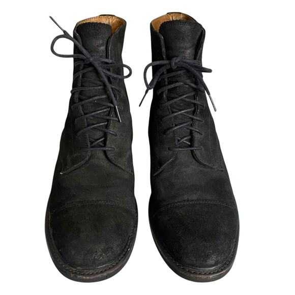 Men\'s Size 9.5 FRYE Seth Cap Toe Black Lace Up Suede Leather Boots 3480612-BLK main image 4
